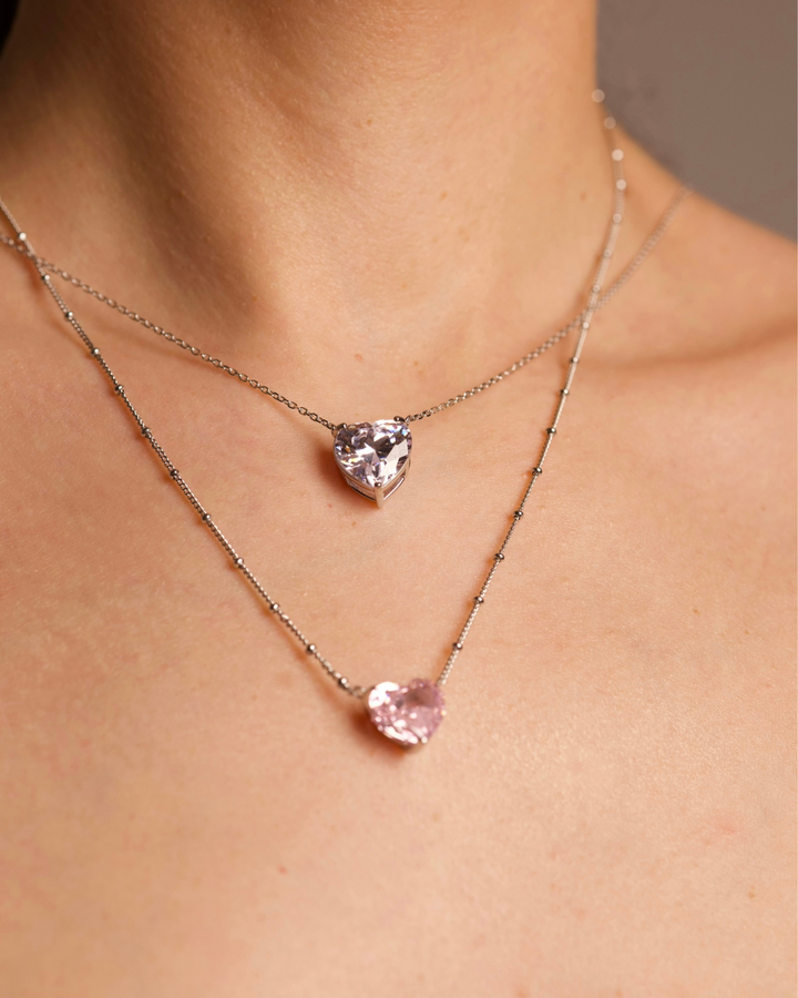 Bold Heart Necklace in White